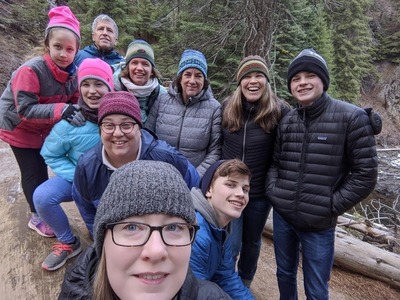 Susan Mairs and family on a hiking trip